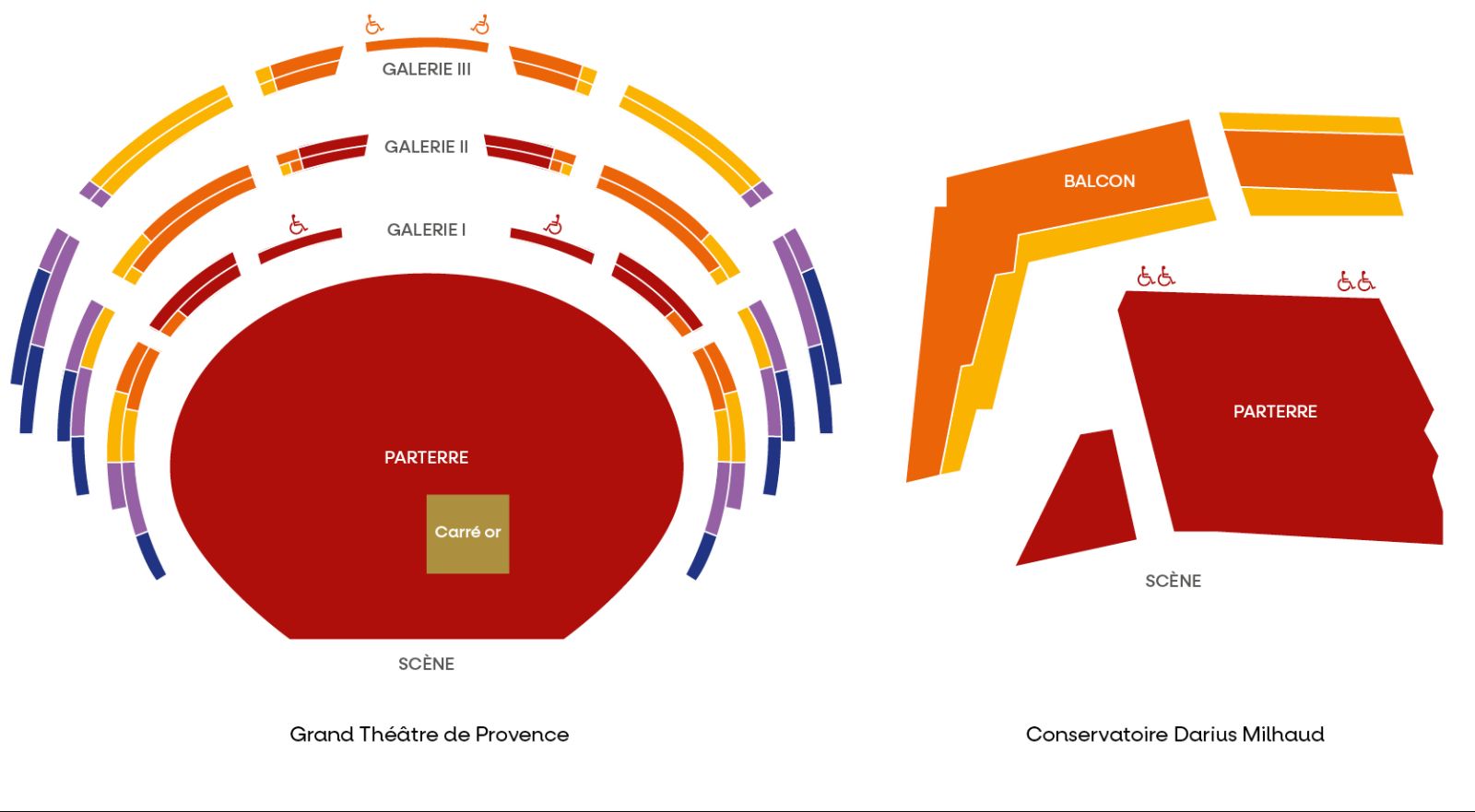 Plans de salles Grand Théâtre de Provence - Conservatoires Darius Milhaud - Festival de Pâques